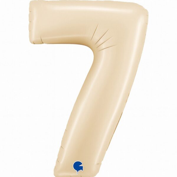 zahlenballon xl 66cm zahl 7 creme satin partydeko ballonwerk