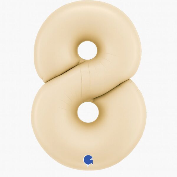 zahlenballon xl 66cm zahl 8 creme satin partydeko ballonwerk