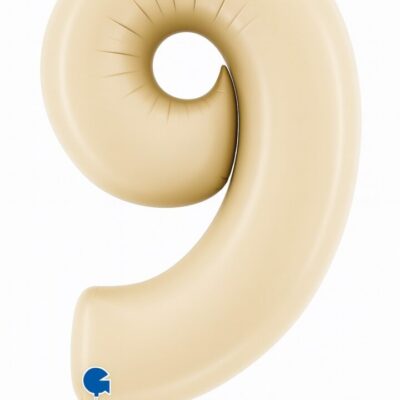 zahlenballon xl 66cm zahl 9 creme satin partydeko ballonwerk
