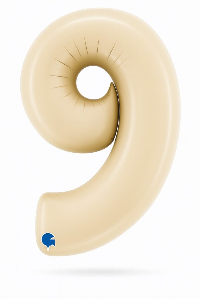 zahlenballon xl 66cm zahl 9 creme satin partydeko ballonwerk
