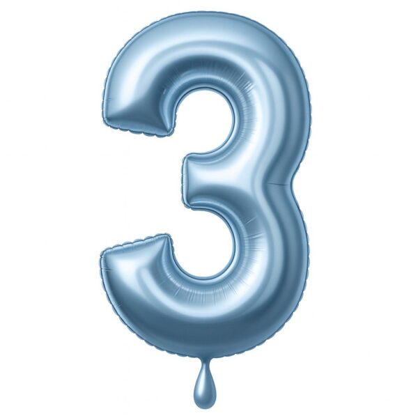 zahlenballon xl 86cm hellblau matt zahl 3 ballonwerk