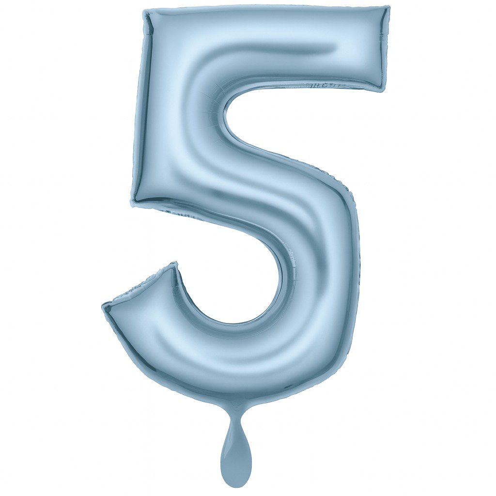zahlenballon xl 86cm hellblau matt zahl 5 ballonwerk