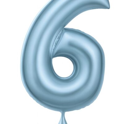 zahlenballon xl 86cm hellblau matt zahl 6 ballonwerk