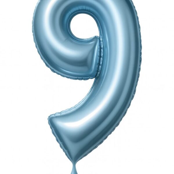 zahlenballon xl 86cm hellblau matt zahl 9 party dekoration ballonwerk