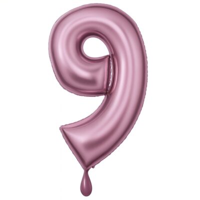 zahlenballon xl 86cm rosa matt zahl 9 ballonwerk