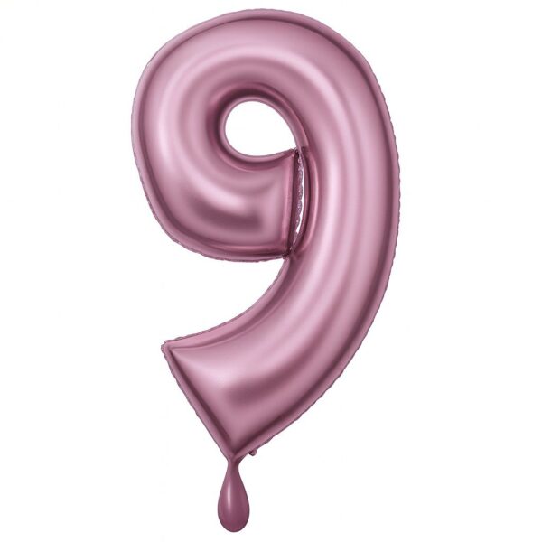 zahlenballon xl 86cm rosa matt zahl 9 ballonwerk