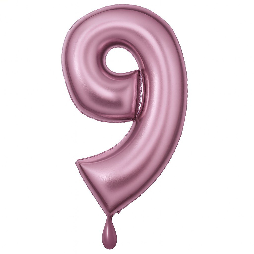 zahlenballon xl 86cm rosa matt zahl 9 ballonwerk