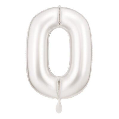 zahlenballon xl 86cm weiss matt zahl 0 ballonwerk