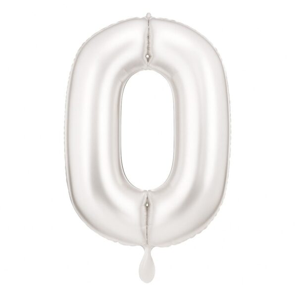 zahlenballon xl 86cm weiss matt zahl 0 ballonwerk