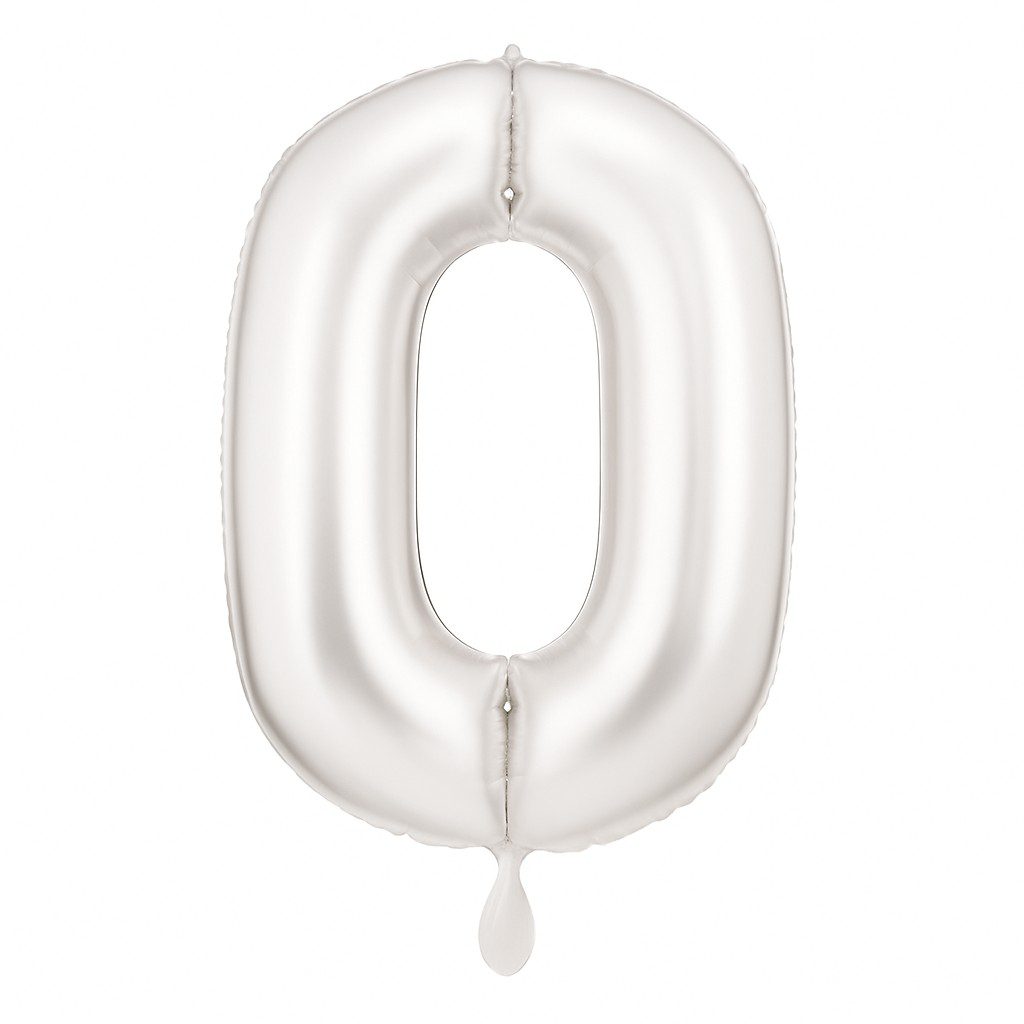 zahlenballon xl 86cm weiss matt zahl 0 ballonwerk