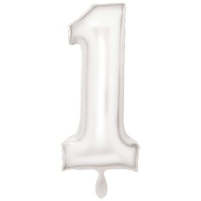 zahlenballon xl 86cm weiss matt zahl 1 ballonwerk