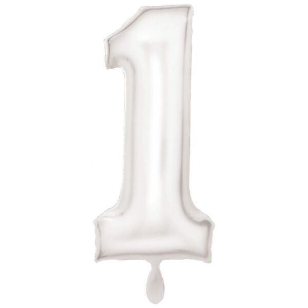 zahlenballon xl 86cm weiss matt zahl 1 ballonwerk