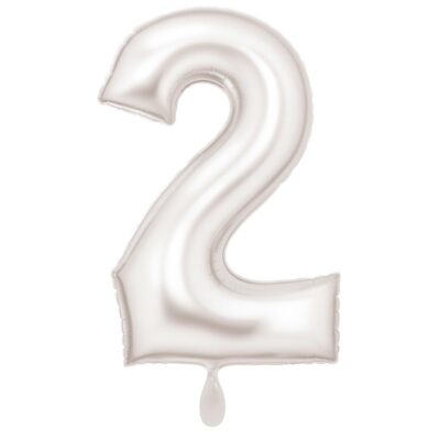 zahlenballon xl 86cm weiss matt zahl 2 ballonwerk