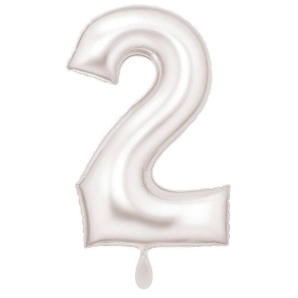 zahlenballon xl 86cm weiss matt zahl 2 ballonwerk