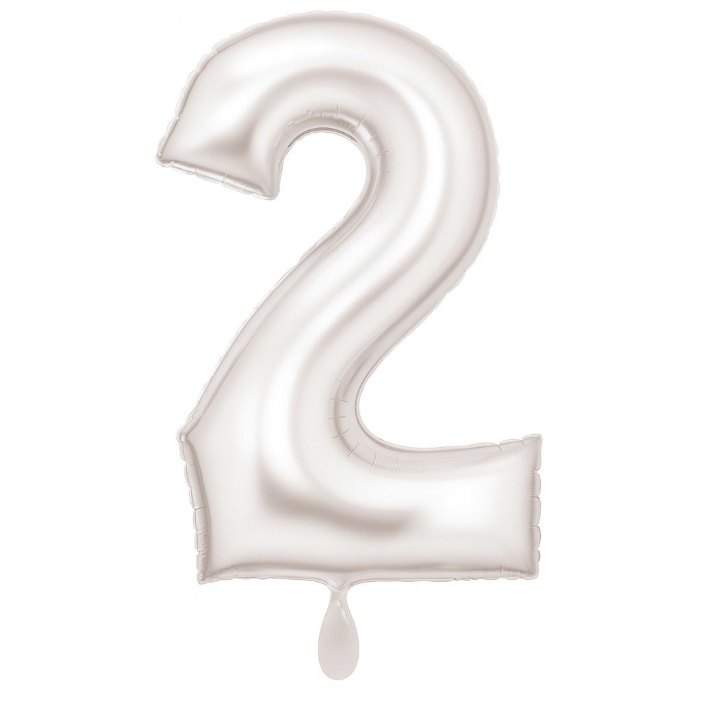 zahlenballon xl 86cm weiss matt zahl 2 ballonwerk