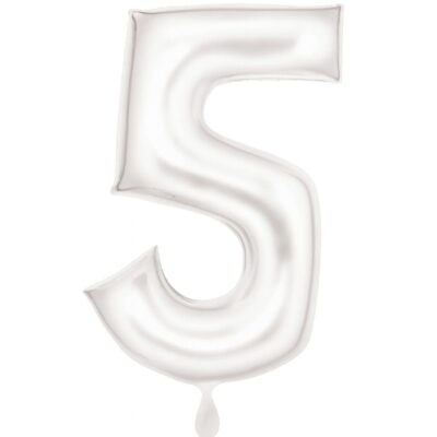 zahlenballon xl 86cm weiss matt zahl 5 ballonwerk