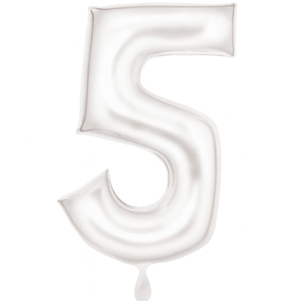 zahlenballon xl 86cm weiss matt zahl 5 ballonwerk