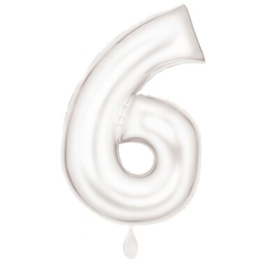 zahlenballon xl 86cm weiss matt zahl 6 ballonwerk
