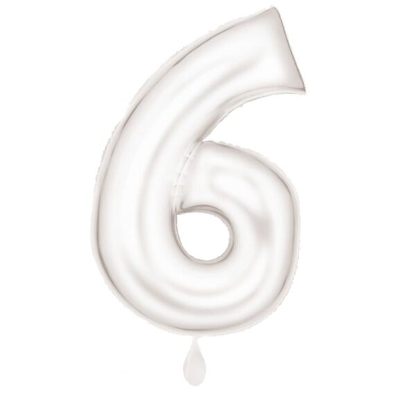 zahlenballon xl 86cm weiss matt zahl 6 ballonwerk