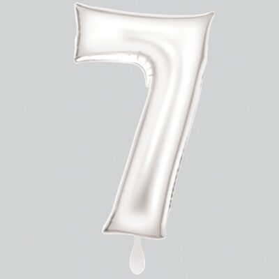 zahlenballon xl 86cm weiss matt zahl 7 ballonwerk