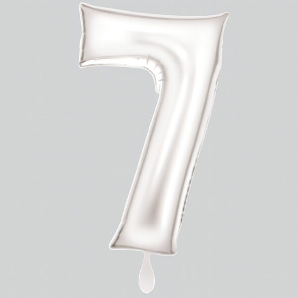 zahlenballon xl 86cm weiss matt zahl 7 ballonwerk
