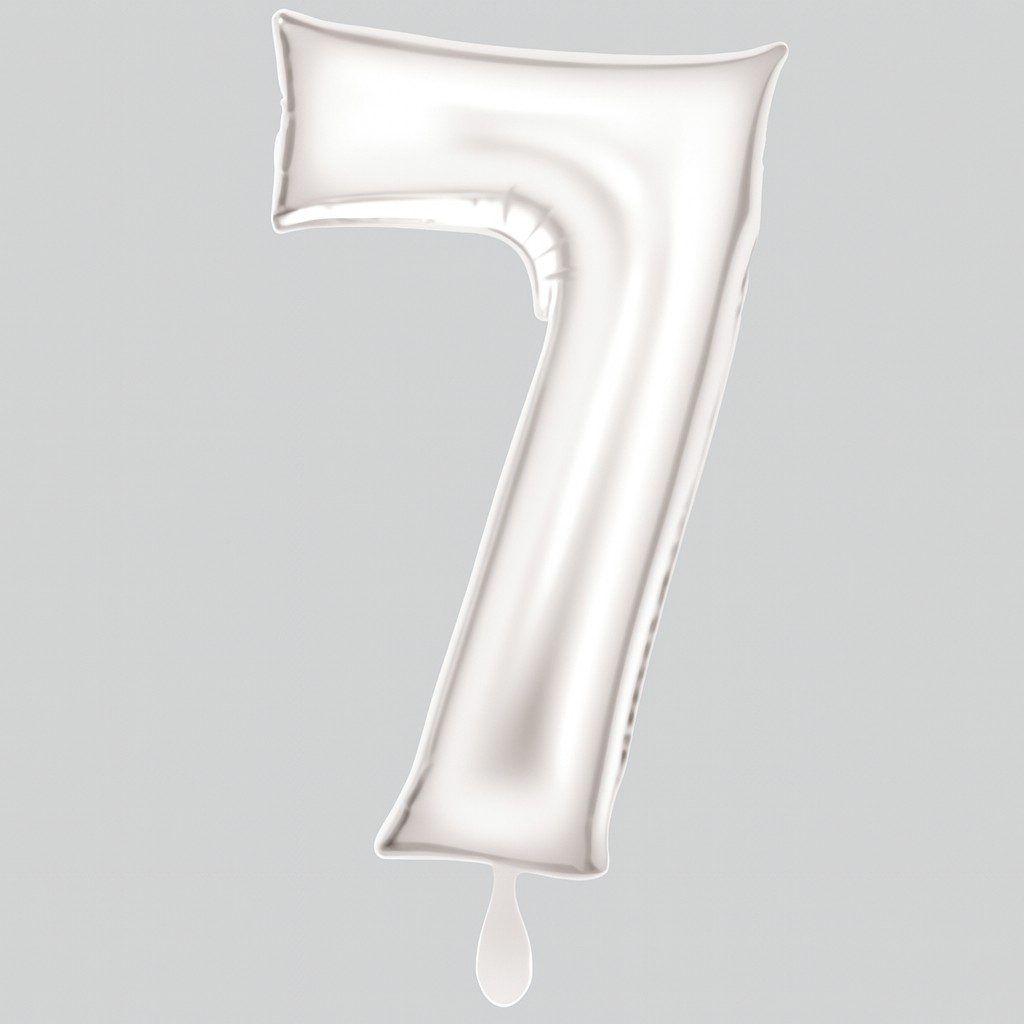zahlenballon xl 86cm weiss matt zahl 7 ballonwerk