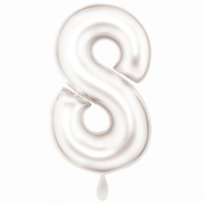 zahlenballon xl 86cm weiss matt zahl 8 ballonwerk