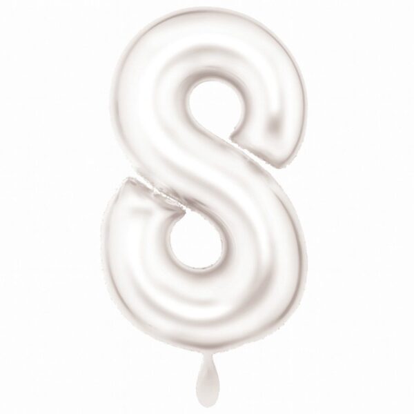 zahlenballon xl 86cm weiss matt zahl 8 ballonwerk