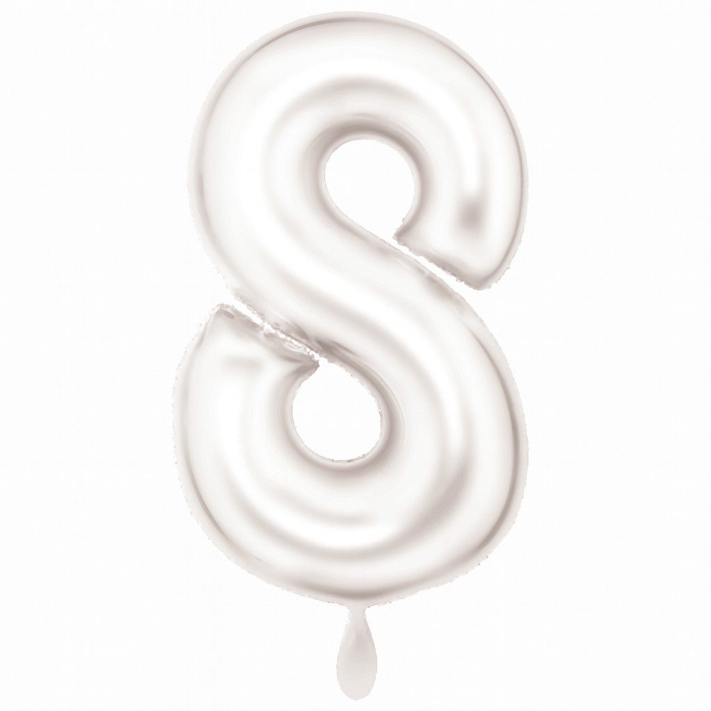 zahlenballon xl 86cm weiss matt zahl 8 ballonwerk