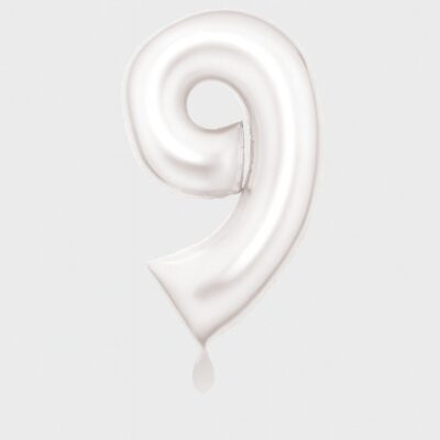zahlenballon xl 86cm weiss matt zahl 9 ballonwerk