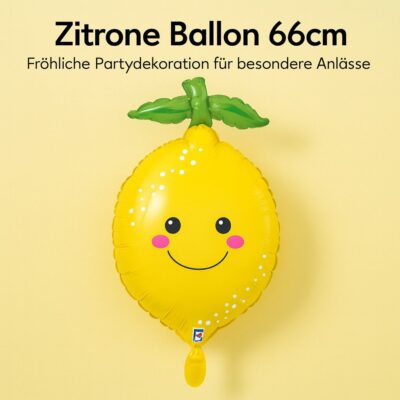 zitrone ballon 66cm partydekoration gelbe folienballon ballonwerk